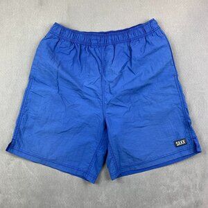 Saxx Mens Swim Shorts Medium Blue Go Coastal 2n1 Volley Lined Nylon Trunks Beach